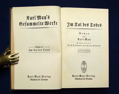 Karl May Gesammelte Werke Bd.62 "Im Tal des Todes" um 1925 Abenteuer Western mb