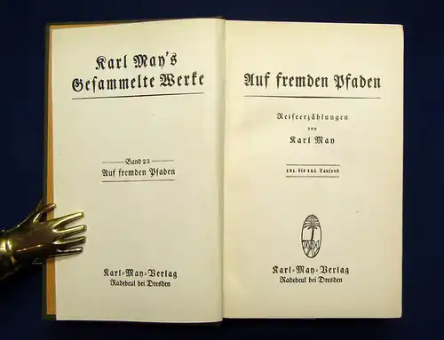 Karl May Gesammelte Werke Bd.23 "Auf fremden Pfaden" um 1930 Abenteuer Western m