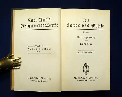 Karl May Gesammelte Werke Bd.17 "Im Lande des Mahdi" 2. Band um 1930 Abenteuer m