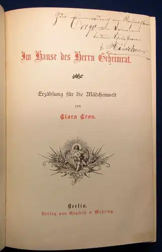 Cron Im Hause des Herrn Geheimrat EA 1888 Erzählungen Geschichten js