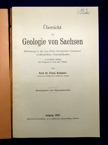 Kossmat Übersicht der Geologie von Sachsen 1925 2 Tafeln und Karten js