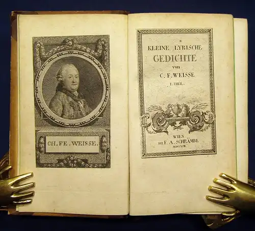 Weisse Kleine Lyrische Gedichte 2 Theile in 1 Buch, dekorativ HLdr. 1793 js