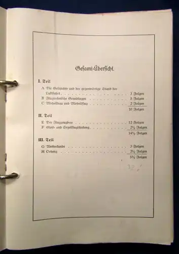 Schlie Handbuch für den Luftfahrt- Unterricht Leinen Mappe in 33 Heften 1936 js