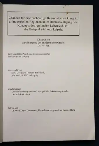 UFZ-Bericht Arbeitsexemplar Chancen für eine nachhaltige Regionalentwicklung sf