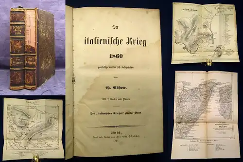 Rüstow Der italienische Krieg 1860 politisch-militärisch 2 Bände 1861  js