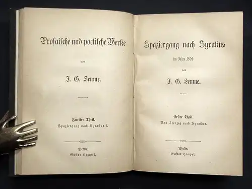 Seume Mein Leben 1-5 in 2 Büchern(v. 10) um 1875 Prosaische poetische Werke js