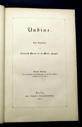 Fouque Undine Eine Erzählung 1855 Lyrik Poesie Liebesgeschichte js