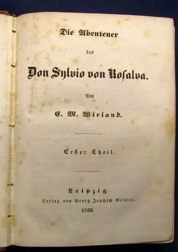 Wieland Die Abenteuer d. Don Sylvio von Rosalva 1-24(v.36) in 12 1839  js