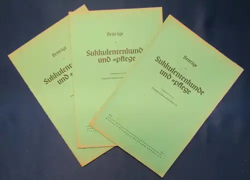 Beiträge zur Sukkulentenkunde und Pflege Lieferung 1-3 1938 Pflanzenkunde js