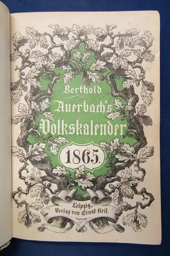 Bertholds Auerbach Volks-Kalender 1864 Beiträge von Hartmann u.a. illustriert js