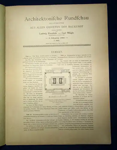 Eisenlohr/ Weigle Architektonische Rundschau 9. Jhg Lieferung 7 1893 Kunst sf