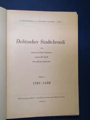 Lehmann Chronik der Stadt Delitzsch 4 Bde um 1960 Geschichte Sachsen Saxonica sf