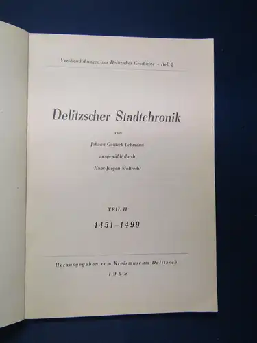 Lehmann Chronik der Stadt Delitzsch 4 Bde um 1960 Geschichte Sachsen Saxonica sf