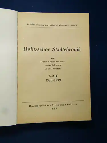 Lehmann Chronik der Stadt Delitzsch 4 Bde um 1960 Geschichte Sachsen Saxonica sf