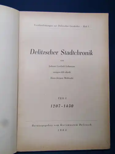 Lehmann Chronik der Stadt Delitzsch 4 Bde um 1960 Geschichte Sachsen Saxonica sf