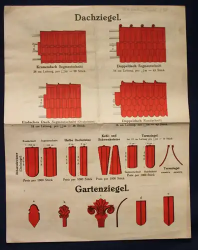 Orig. Prospekt Greussniger Dachziegel um 1900 Handwerk Technik Geschichte Bau sf