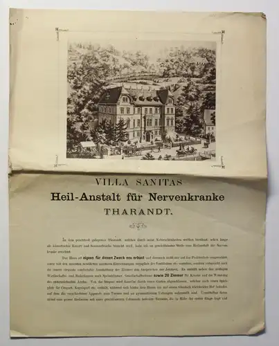 Original Prospekt Villa Sanitas Heilanstalt Tharandt um 1880 Sächsische Schweiz