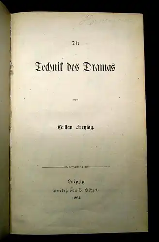 Freytag Die Technik des Dramas 1863 Erstausgabe Belletristik Geschichte mb