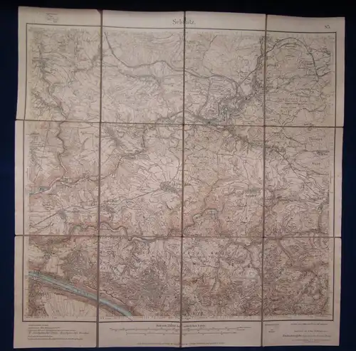Karte kol. Sebnitz Maßstab 1:25000 Landkarten v. Sachsen Kaufmann 1902 js