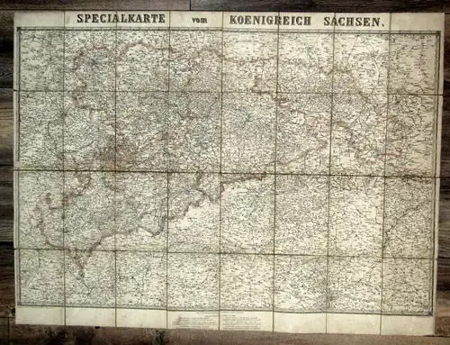 Specialkarte Koenigreich Sachsen um 1880 grenzkoloriert 1:25000 75x101 js