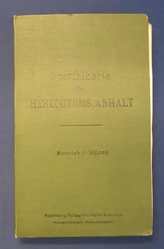 Spezialkarte des Herzogtums Anhalt Maßstab 1:100,000 82x117 cm Julius Neumann js