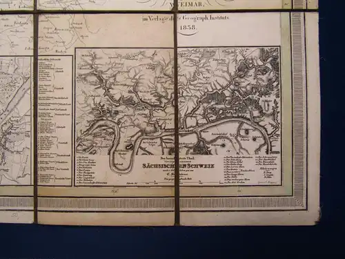 C. F. Weiland Karte Das Königreich Sachsen 50x 66 cm 1858 Geographie js