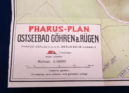 Pharus Plan von Göhren auf Rügen 1:6000 um 1915 Ortskunde Landeskunde Führer js