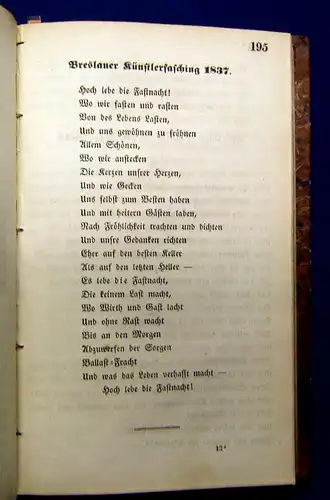 Hoffmann, Campe Unpolitische Lieder 2 Teile in 1 Band  1840/41 EA Belletristik m