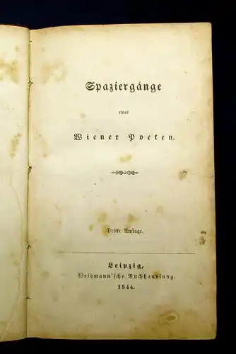 Spaziergänge eines Wiener Poeten 1844 Belletristik Klassiker Poesie mb