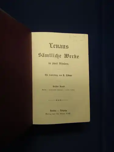 Lenaus Sämtliche Werke in zwei Bänden um 1900 Belletristik Klassiker mb