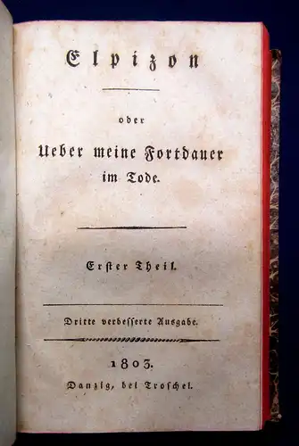 Sintenis Elpizon an seine Freunde 1808 4 Teile in 2 Bänden Belletristik mb