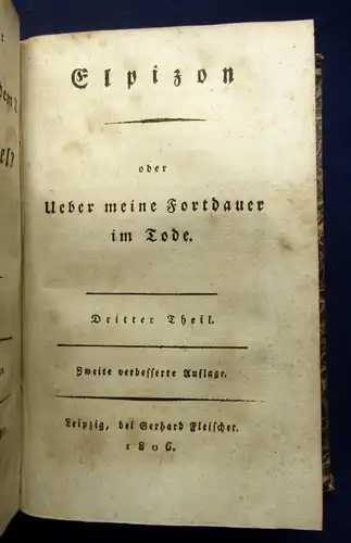 Sintenis Elpizon an seine Freunde 1808 4 Teile in 2 Bänden Belletristik mb