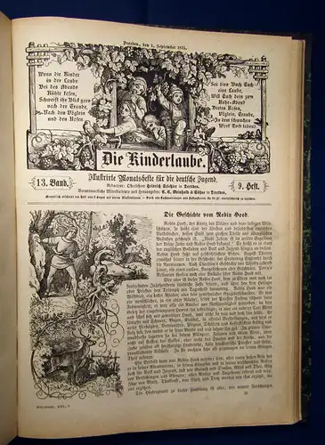 Stiehler Die Kinderlaube 1875 Belletristik Jugendzeitung Märchen Gedichte etc. m