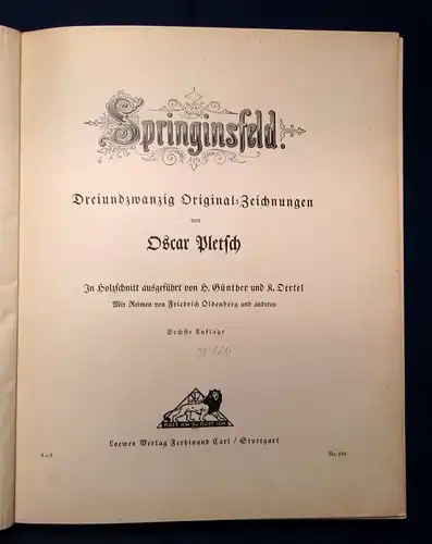 Oldenberg u.a. Springinsfeld 23 Or. Zeichnungen Holzschnitt, Reime um 1900