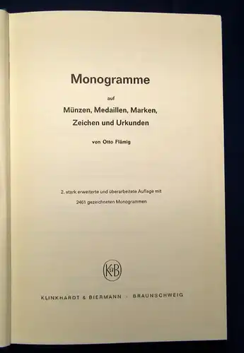 Flämig Monogramme auf Münzen,Medaillen,Marken 2461 gezeichn.Monogramme 1968 js