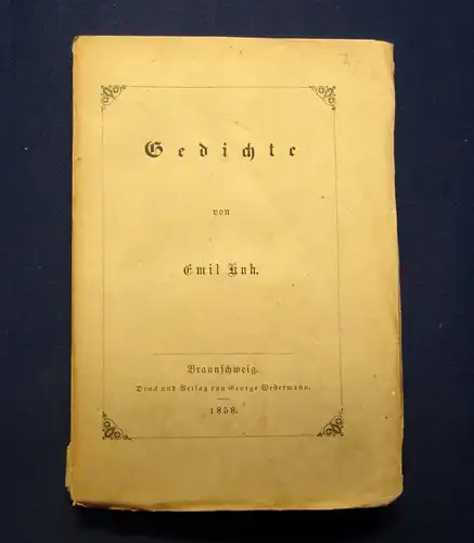 Kuh Emil Gedichte 1858 Belletristik Lyrik Prosa Poesie Klassiker mb