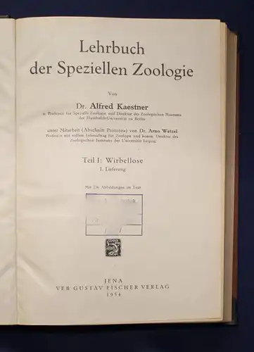 Kaestner Lehrbuch der Speziellen Zoologie Teil 1 Lief. 1-3 1954- 1963 Tiere js