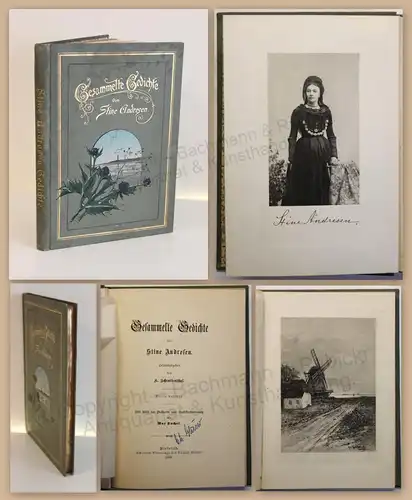 Andresen Gesammelte Gedichte 1896 mit Widmung & Lichtbild der Verfasserin xz