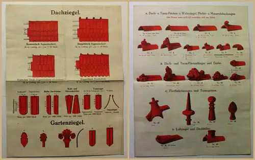 Orig. Prospekt Greussniger Dachziegel um 1900 Handwerk Technik Geschichte Bau sf