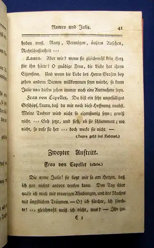 Weiße Romeo und Julia Ein Bürgerliches Trauerspiel in fünf Aufzügen 1776 selten