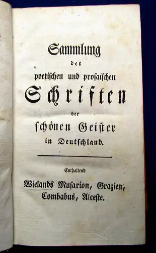 Wieland Musarion oder Philosophie der Grazien Ein Gedicht  1780  lyrik mb