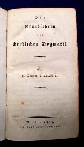 Marheinecke Die Grundlehren der christlichen Dogmatik 1819 Theologie mb