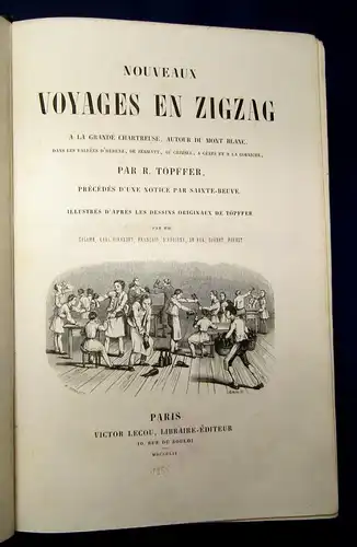 Töpfer Premiers Voyages en Zigzag 1854 dekorativ Belletristik Goldschnitt js