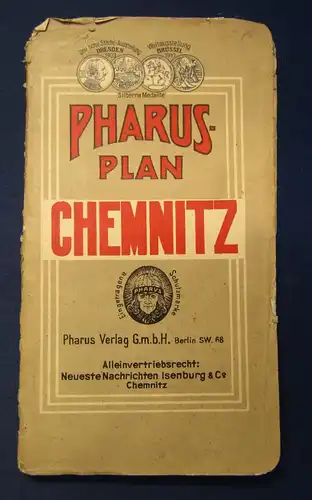 Pharus Plan Chemnitz Pharus- Verlag 93x 62 cm um 1925 Ortskunde Führer js