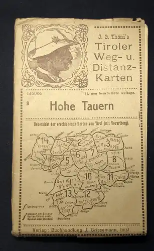 Thönis Tiroler Weg-U. Distanzkarten Hohe Tauern 1910 Karte 3 Nordosttirol js