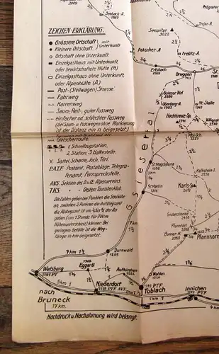 Thönis Tiroler Weg-U. Distanzkarten Hohe Tauern 1910 Karte 3 Nordosttirol js