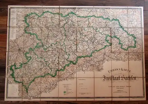 Adolf Urbans Karte Freistaat Sachsen Maßstab 1: 25000 70x100 cm 1925 js