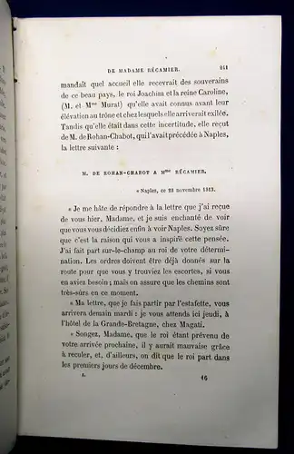 Souvenirs et Correspondance tires des Papiers de Madame Recamier  1860 MB