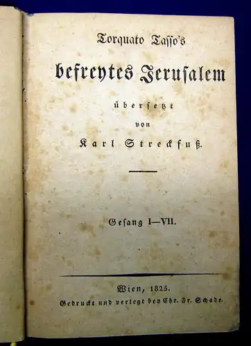 Streckfuß Torquato Tassos befreytes Jerusalem 1825 Theologie Gesang komplett mb