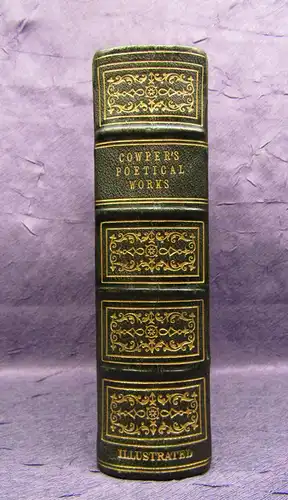 Cowper The poetical Works 1853 Meistereinband Leder Handeinband mb